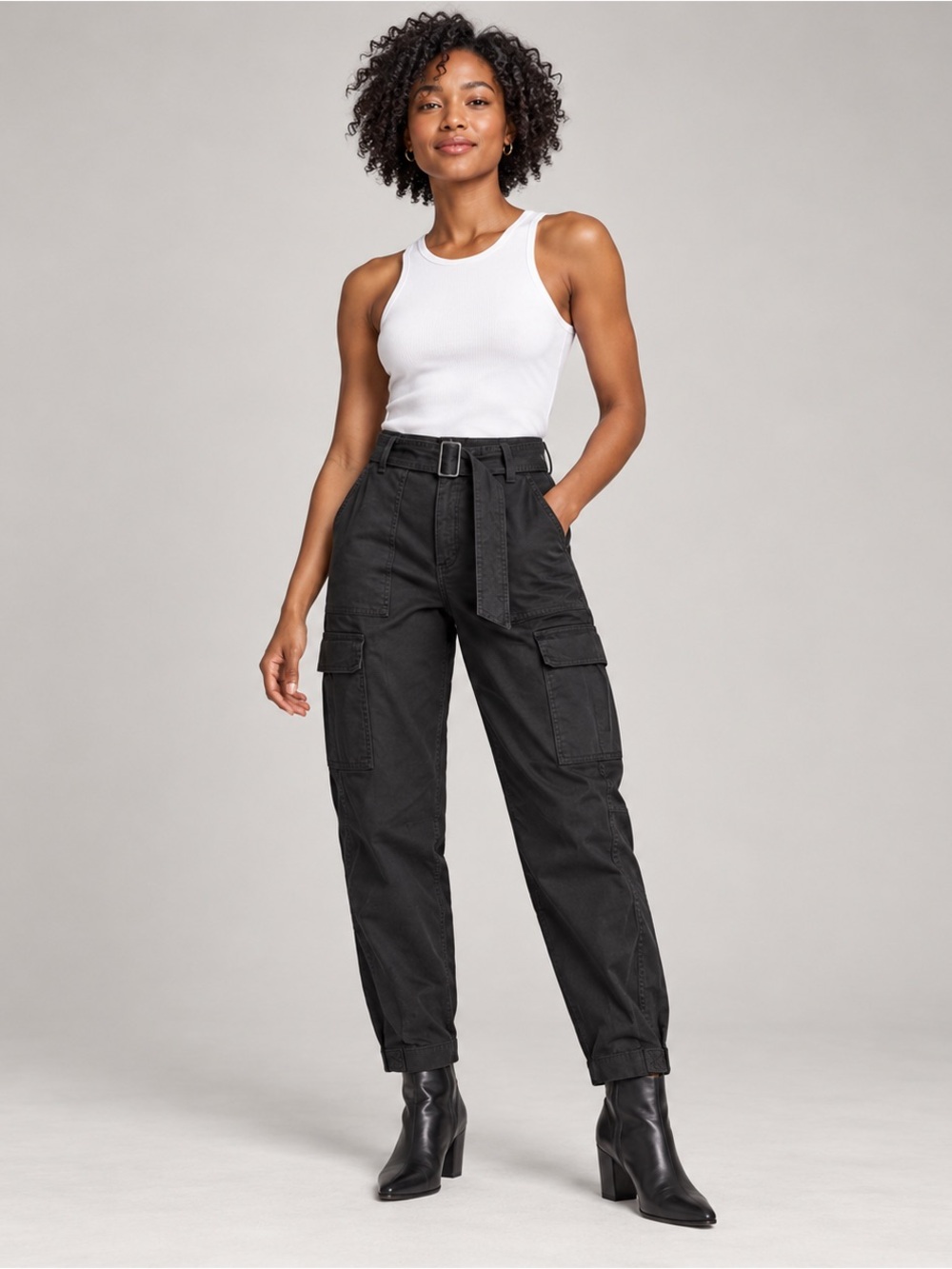 Banana Republic Black High-Rise Cargo Joggers with Belt
